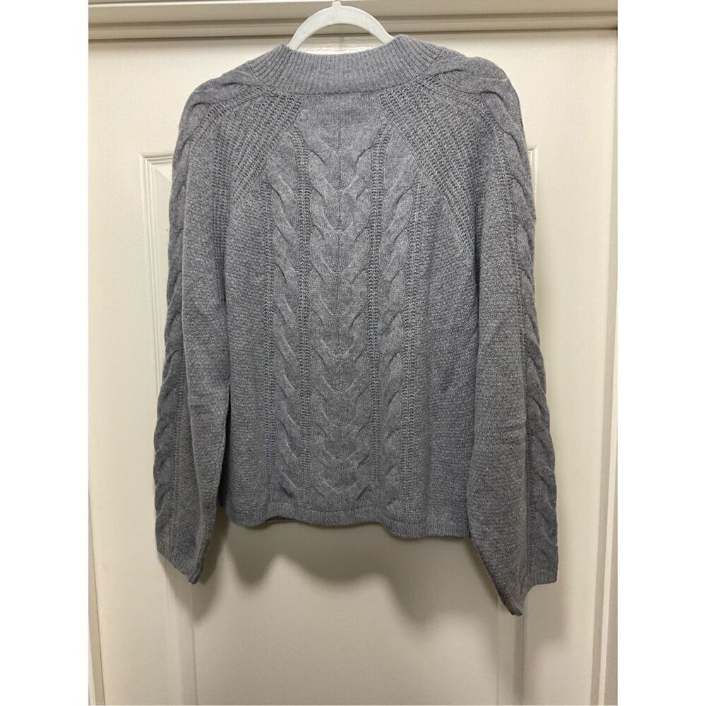 Banana Republic Cableknit Grey Wool Mockneck Sweater (Size XL)